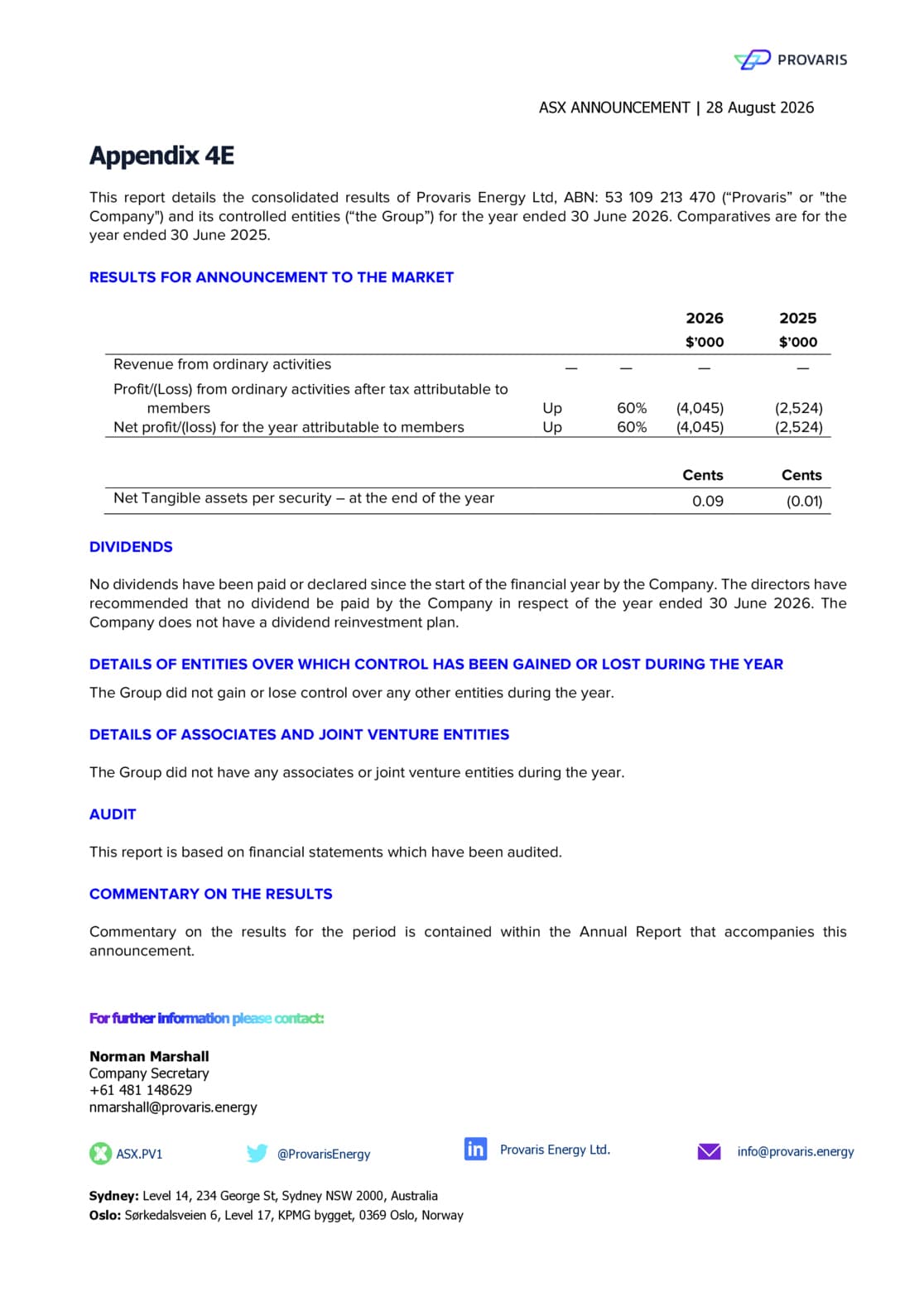 Appendix 4E & 2026 Annual Report